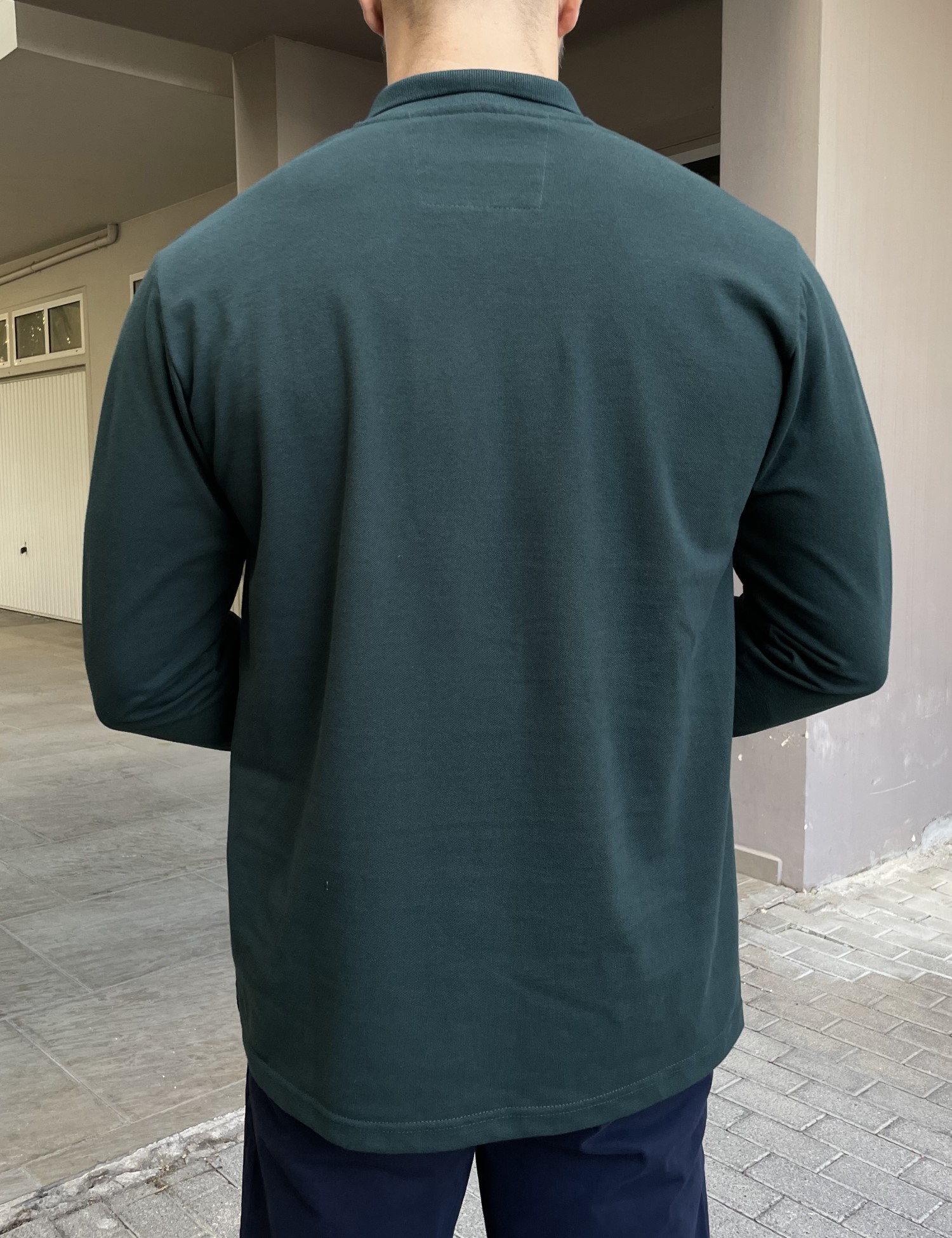 Everbest Ανδρική κυπαρισσί πικέ Polo μακρυμάνικη μπλούζα Plus size 2610200K φωτογραφία